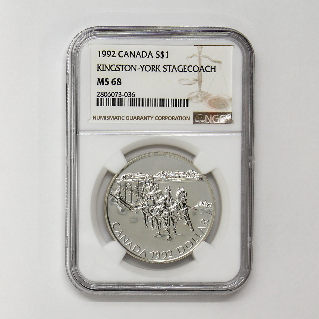1992 Canada Kingston-York Stagecoach Proof .925 Silver Dollar NGC Cert. PF69 Ultra Cameo