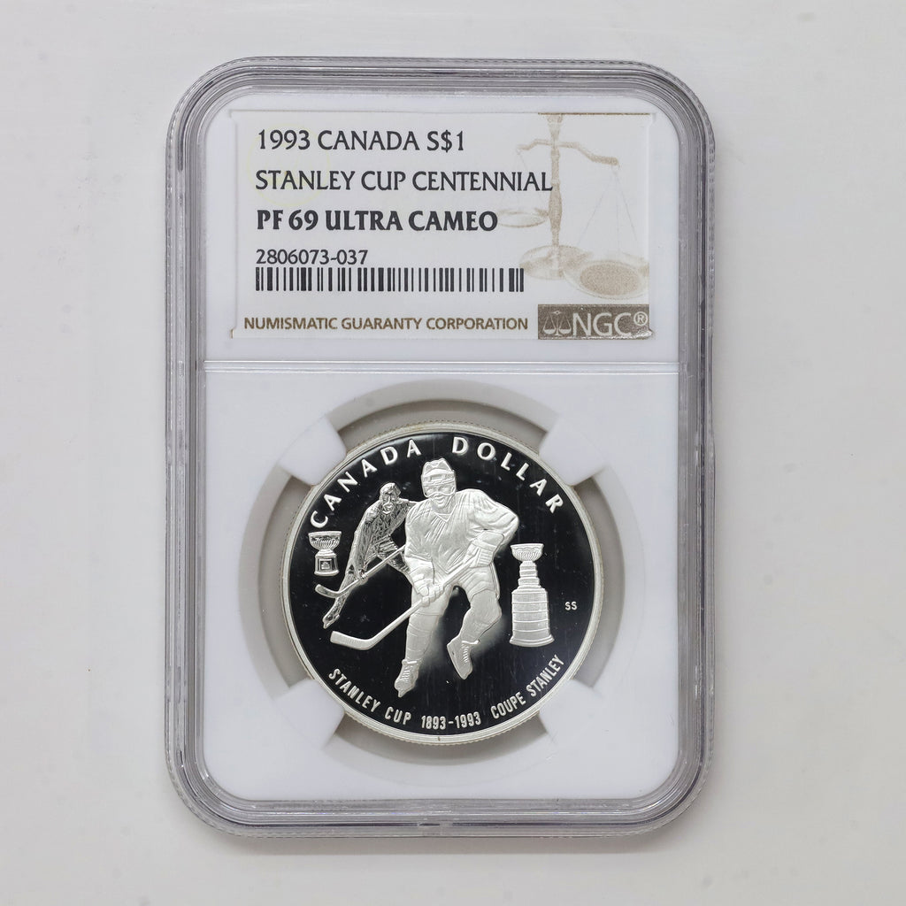 1993 Canada Stanley Cup Centennial Proof .925 Silver Dollar NGC Cert. PF69 Ultra Cameo