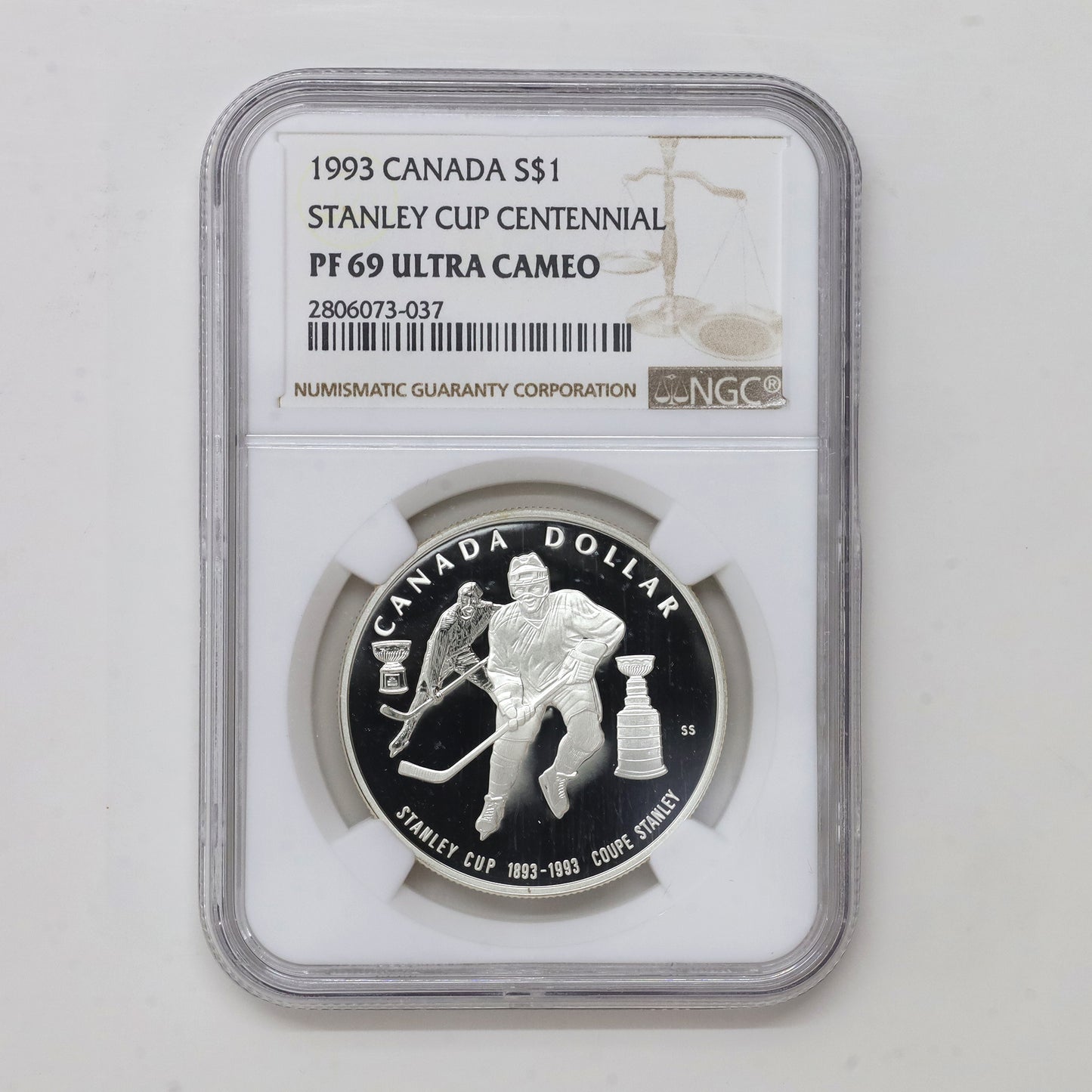 1993 Canada Stanley Cup Centennial Proof .925 Silver Dollar NGC Cert. PF69 Ultra Cameo