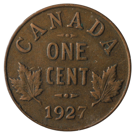1927 Canada 1-Cent F-VF (F15) Scratched, Cleaned, or Impaired
