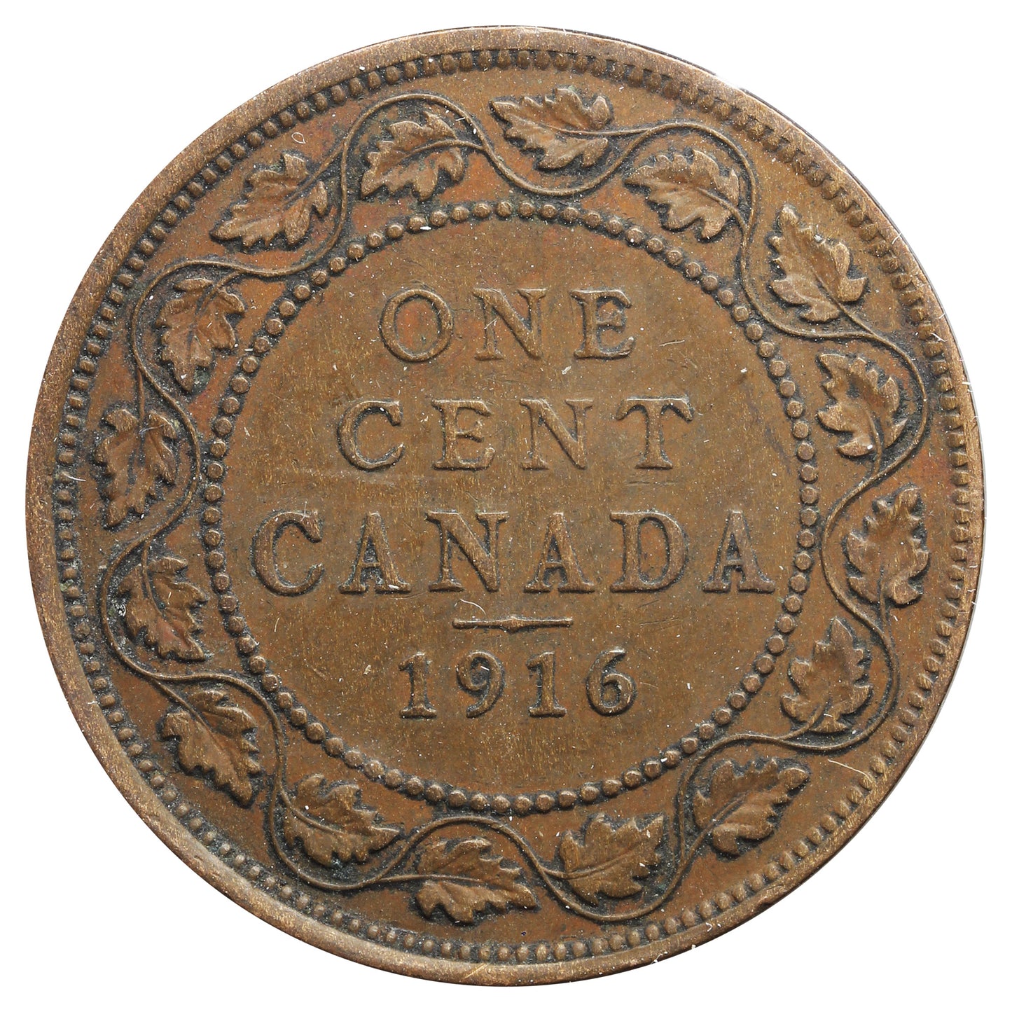 1916 Canada 1-Cent F-VF (F15) Scratched, cleaned, or Impaired