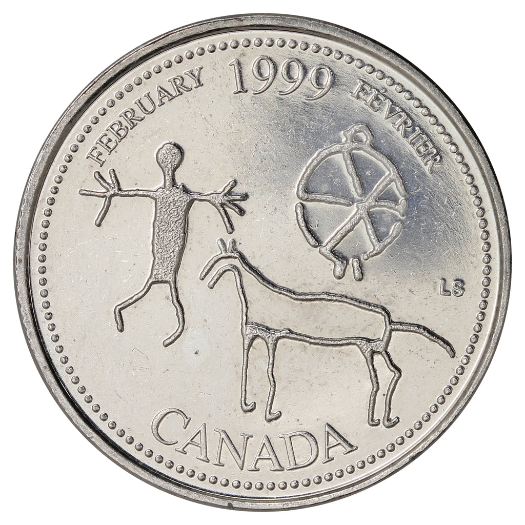 Dot Variety 1999 February Canada 25-Cents Choice BU (MS64)