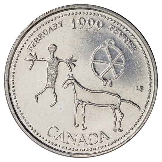 Dot Variety 1999 February Canada 25-Cents Choice BU (MS64)