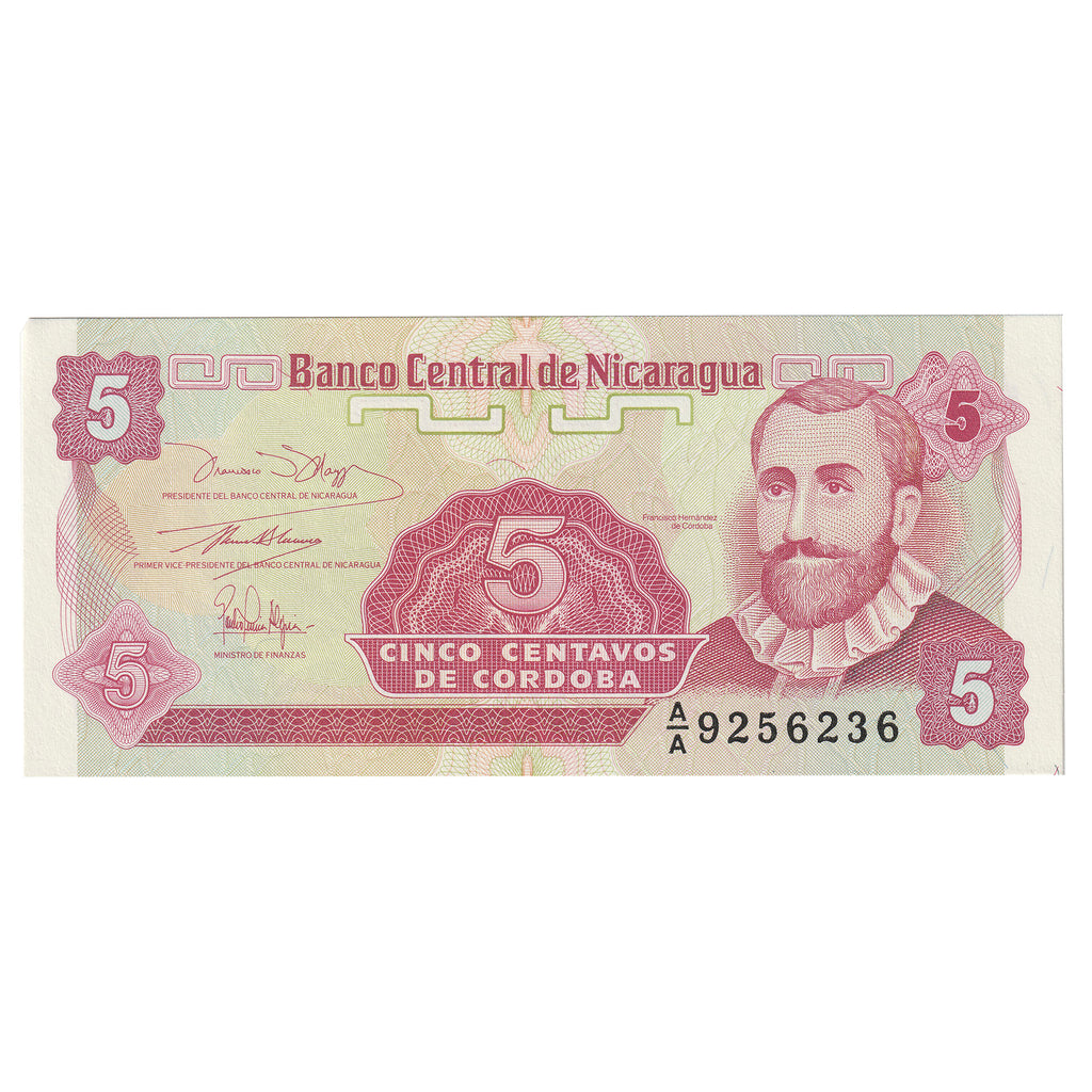 Nicaragua No Date (1991) 5 Centavos Note, Pick #168a, UNC