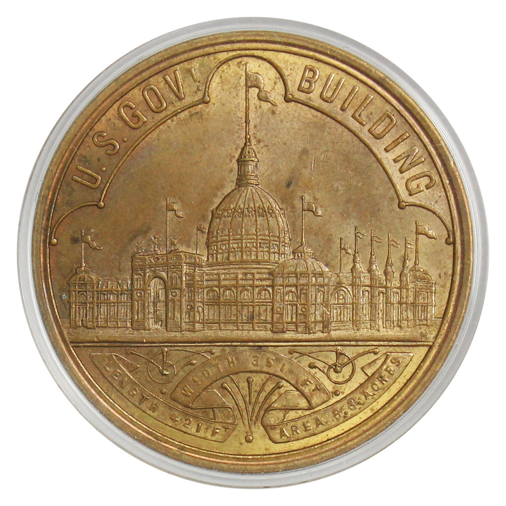 1893 World's Columbian Expo US Mint Exhibit Brass Medallion (Toned)