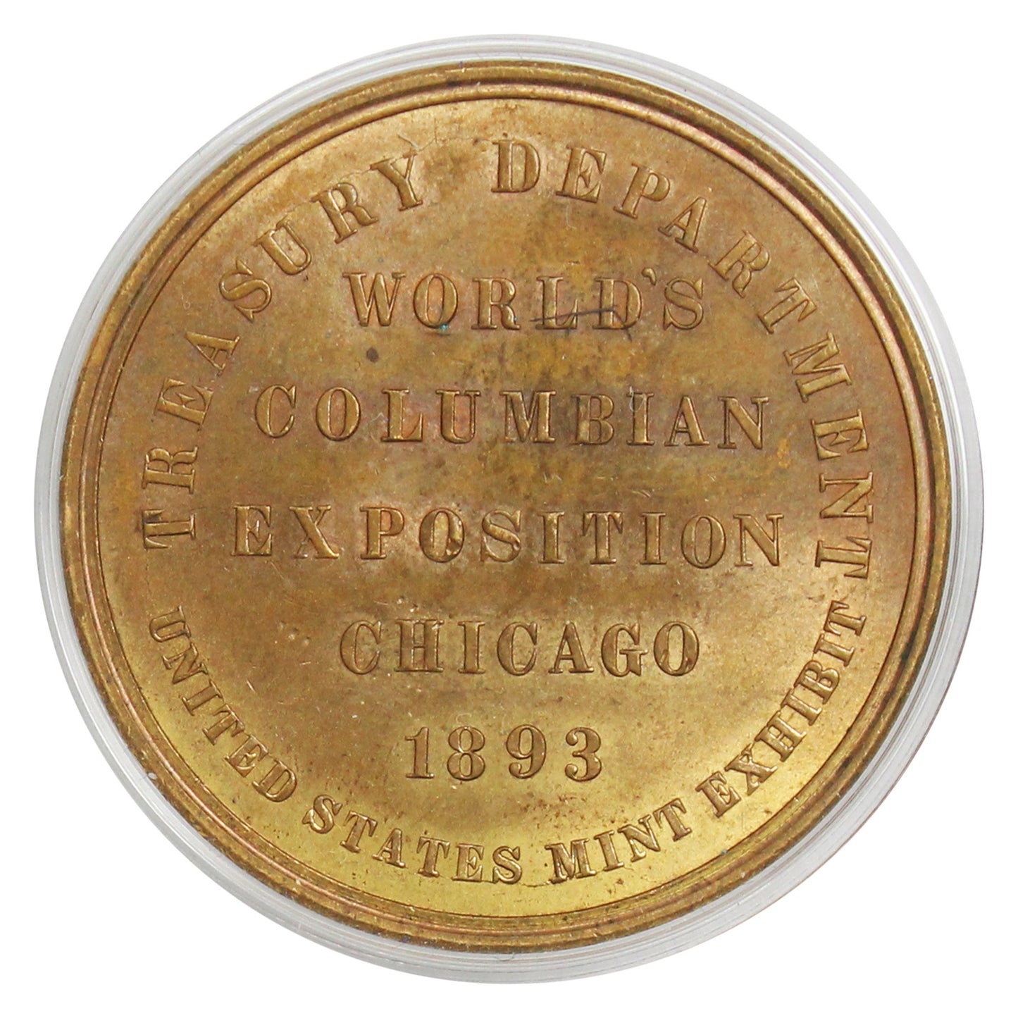 1893 World's Columbian Expo US Mint Exhibit Brass Medallion (Toned)