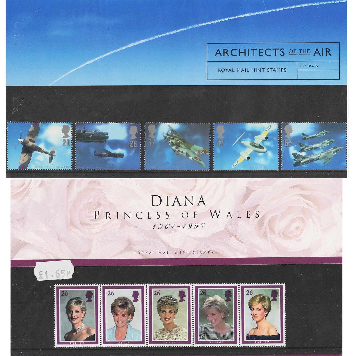 Lot of 5x 1997 Great Britain Assorted Uncancelled Stamp Sets, 5Pcs