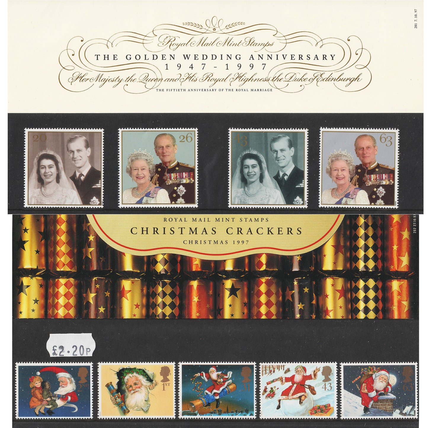 Lot of 5x 1997 Great Britain Assorted Uncancelled Stamp Sets, 5Pcs