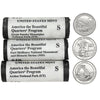 Lot of 3x 2014 S America the Beautiful USA Quarter Rolls, 3Pcs