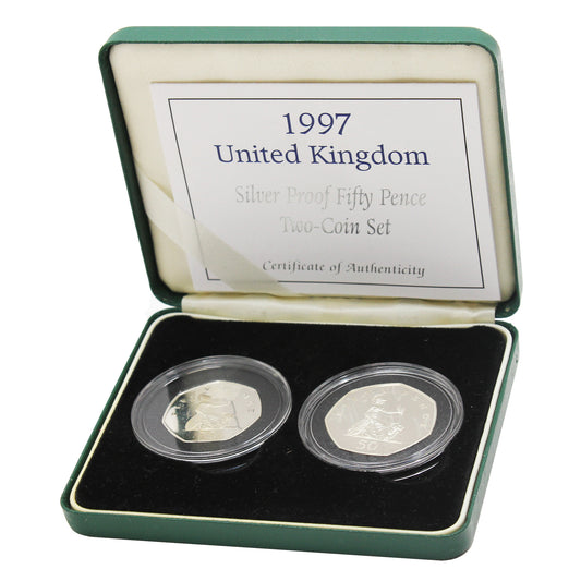 Great Britain 1997 50p Sterling Silver Proof 2-coin Set (Light toning)