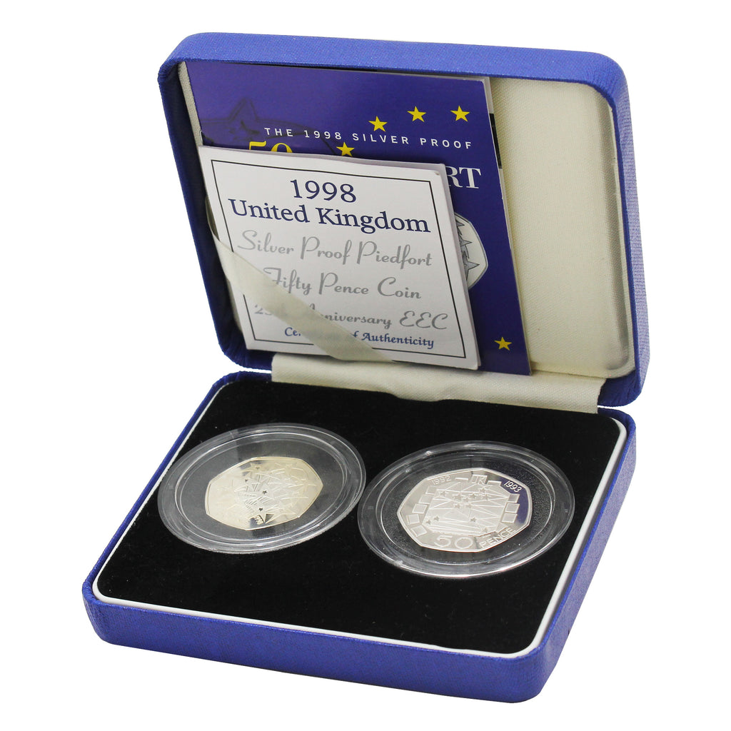 Pair of Great Britain 1992 & 1998 50p Sterling Piedfort Coins (Issues)