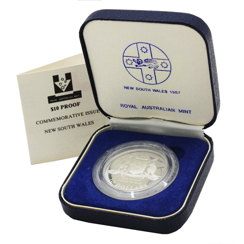 Australia 1987 $10 New South Wales Sterling Silver Proof Coin in Case