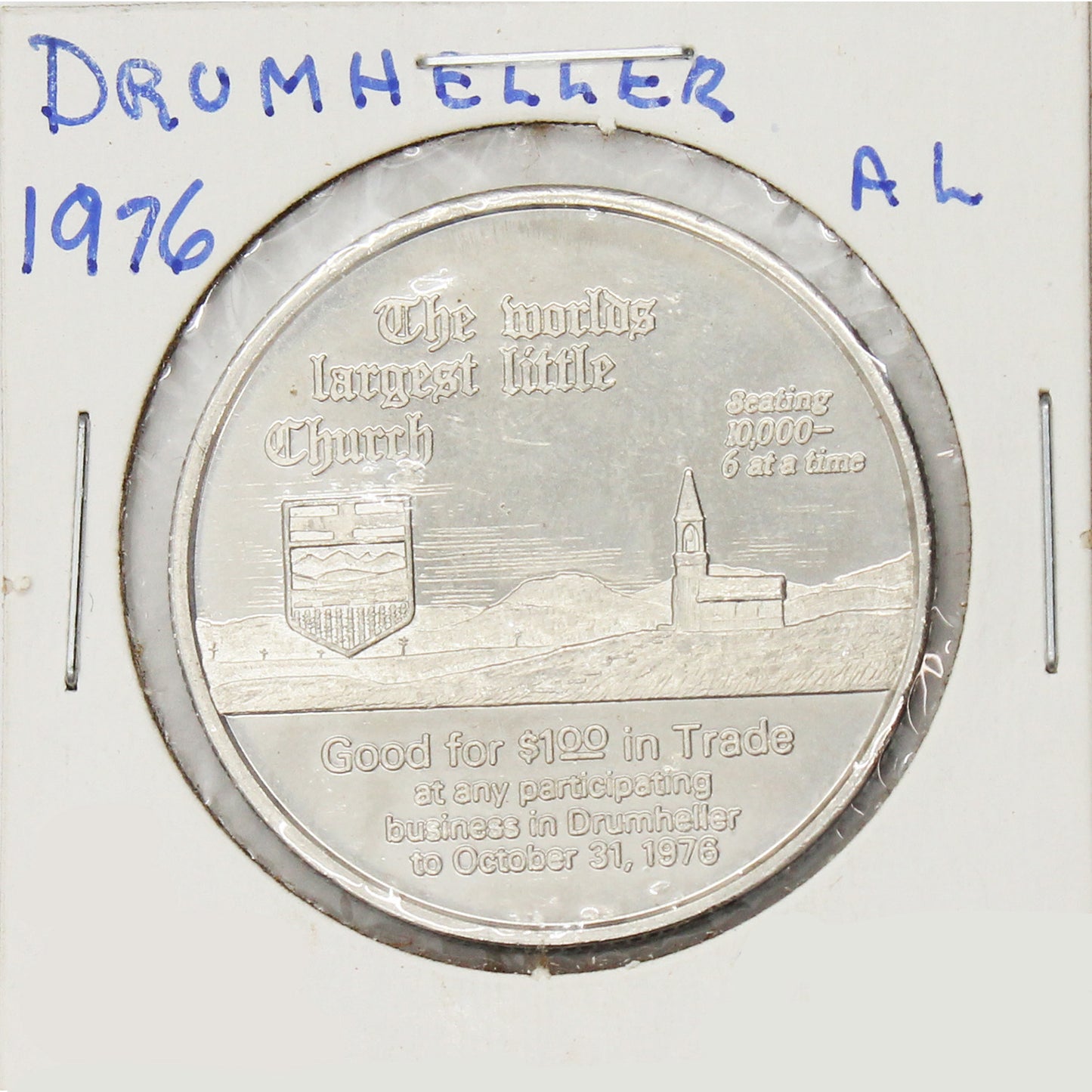 1976 Drumheller, AB, Dinosaur Dollar: World's Largest Little Church