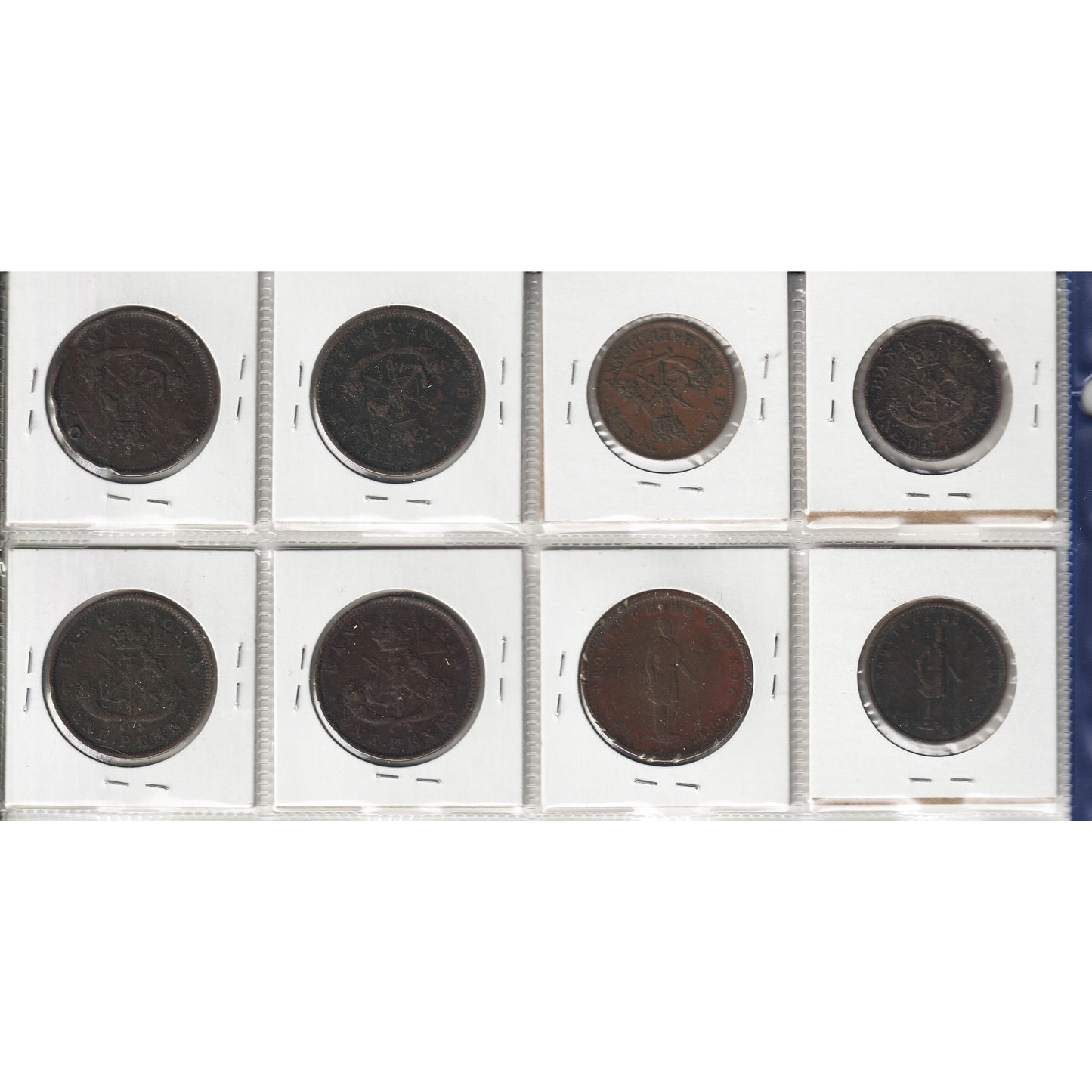 Lot of 8x 1850 & 1852 Province of Canada Bank Tokens VF or EF (Issues)