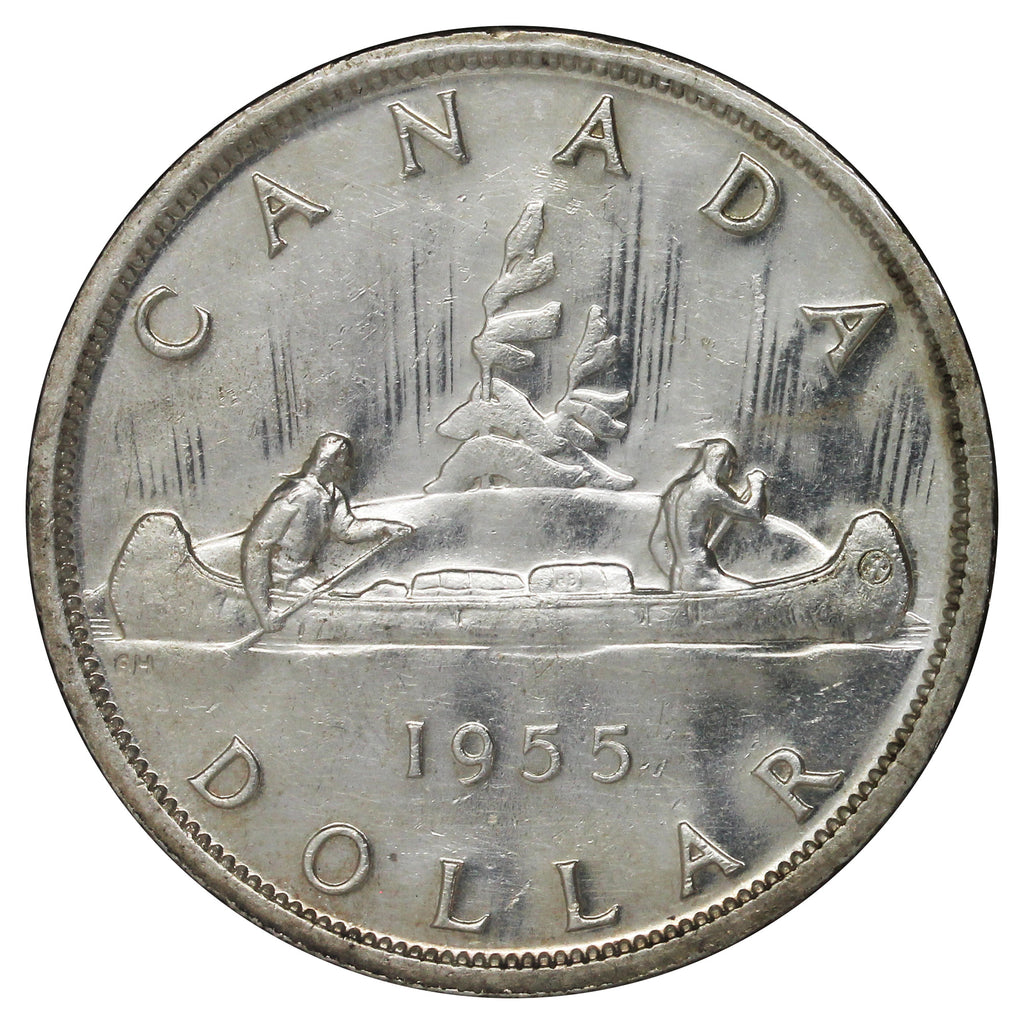 1955 Canada Dollar EF-AU (EF45) Scratched, cleaned, or impaired