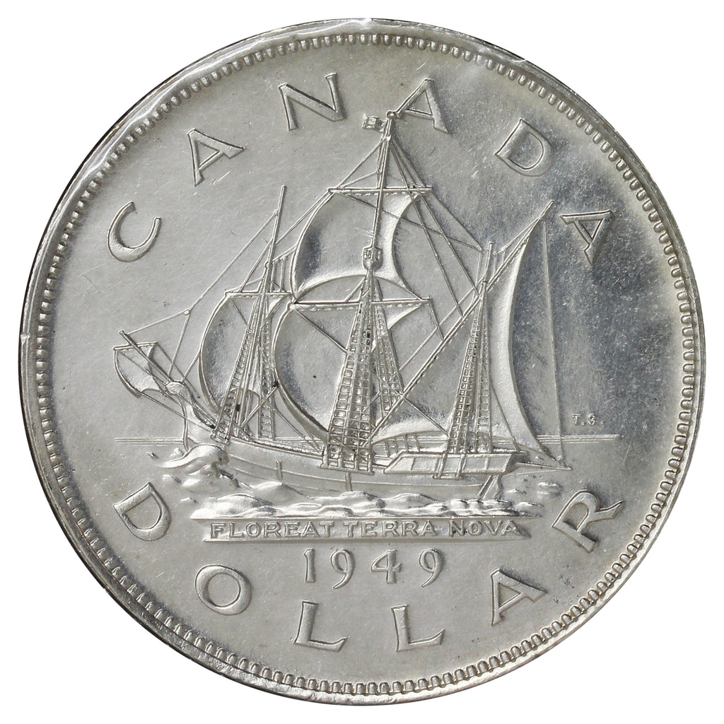 1949 Canada Dollar Uncirculated (MS-60) Scratched, cleaned or impaired