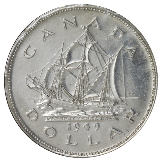 1949 Canada Dollar Uncirculated (MS60) Scratched, cleaned or impaired