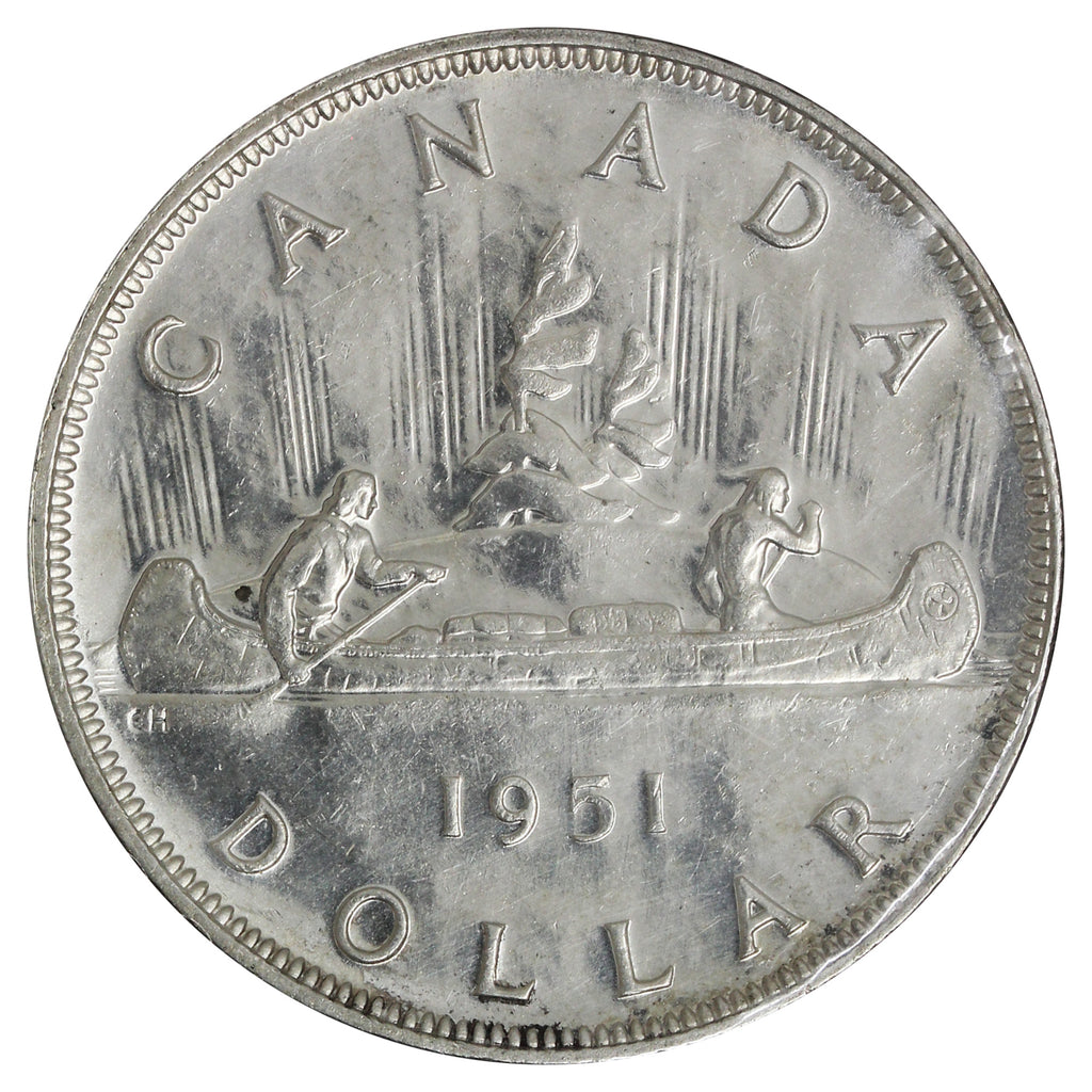 1951 Canada Dollar EF-AU (EF45) Scratched, Cleaned, or Impaired