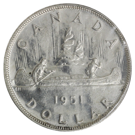 1951 Canada Dollar EF-AU (EF45) Scratched, Cleaned, or Impaired