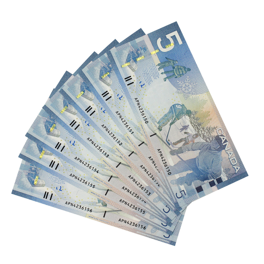 Lot of 7x Sequential 2006 Canada $5 Notes J-C, APN, ~AU to UNC, 7Pcs