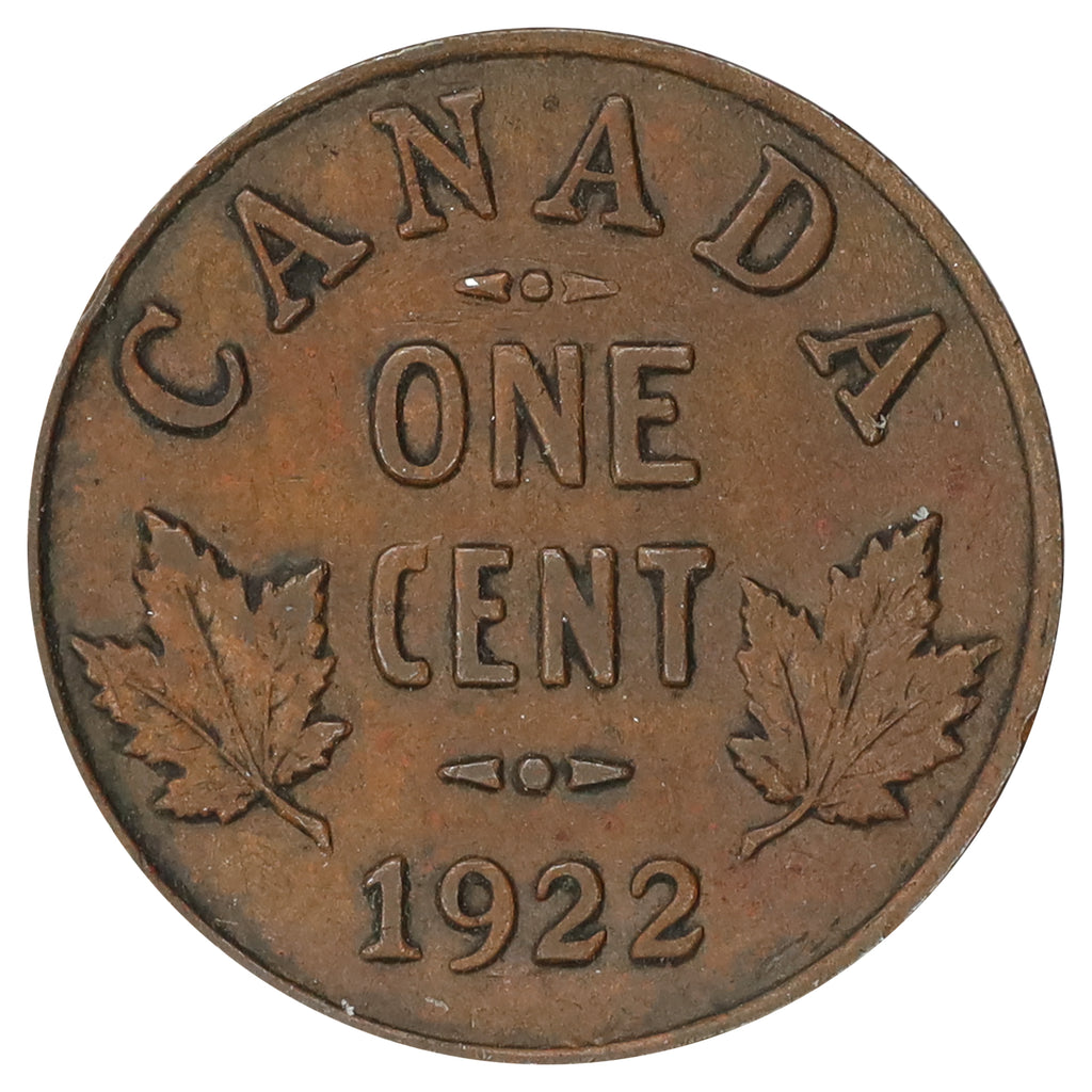 1922 Canada 1-cent VF-EF (VF30) Scratched, Cleaned or Impaired
