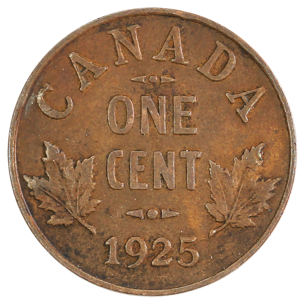 1925 Canada 1-cent F-VF (F15) Scratched, Cleaned or imparied.
