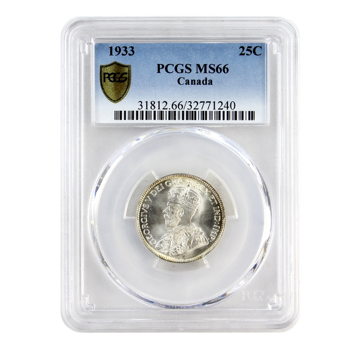 1933 Canada 25-cents PCGS Certified MS-66