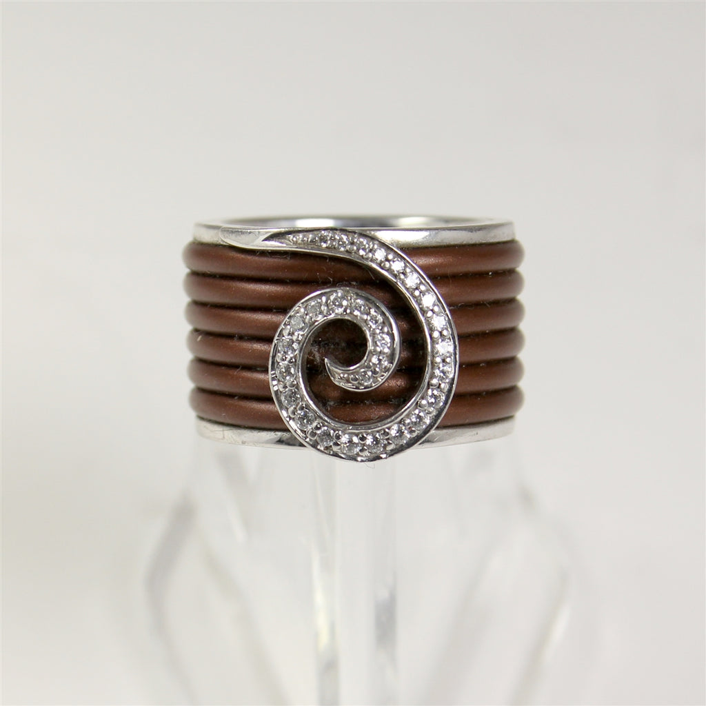 Sterling Silver 'Di Donna' Silicone Accent Ring- Size 6