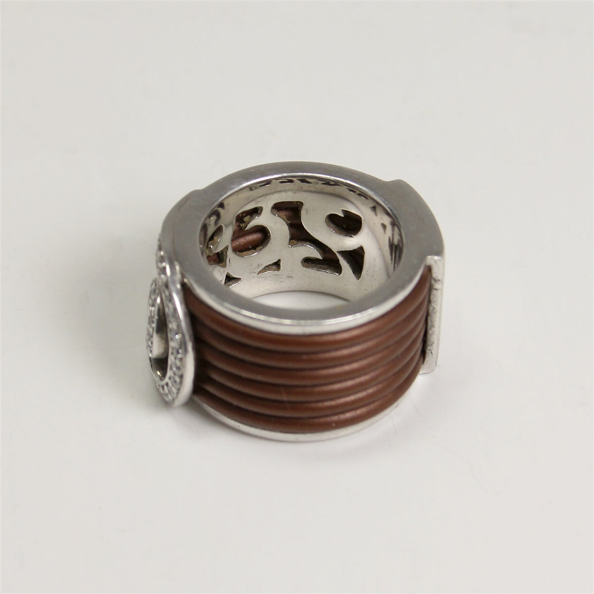Sterling Silver 'Di Donna' Silicone Accent Ring- Size 6