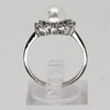 Sterling Silver Clear Stone & Faux Pearl Ring - Size 7