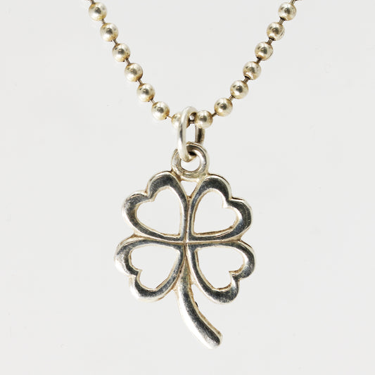 Lady's Sterling Silver Ball Link Shamrock Necklace - 15 1/2"
