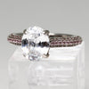 Sterling Silver Clear Stone Oval Ring w Pink Hidden Halo - Size 6