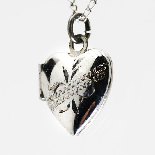 Lady's Sterling Silver Heart Locket Necklace - 16"