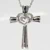 Lady's Sterling Silver Heart & Cross Necklace - 17"
