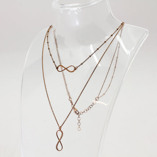 Lady's Sterling Silver Rose-Toned Multi Chain Infinity Necklace - 20"