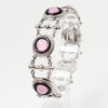 Lady's Sterling Silver Ornate Quartz & Onyx Cabochon Bracelet - 7 1/2"
