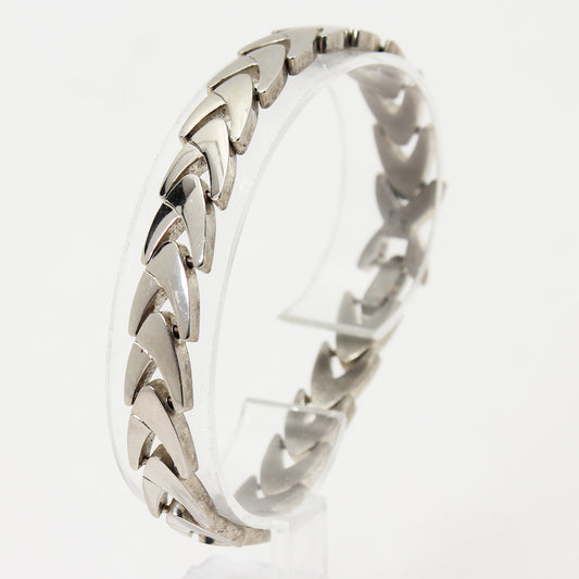 Unisex Sterling Silver Chevron Link Bracelet - 8"