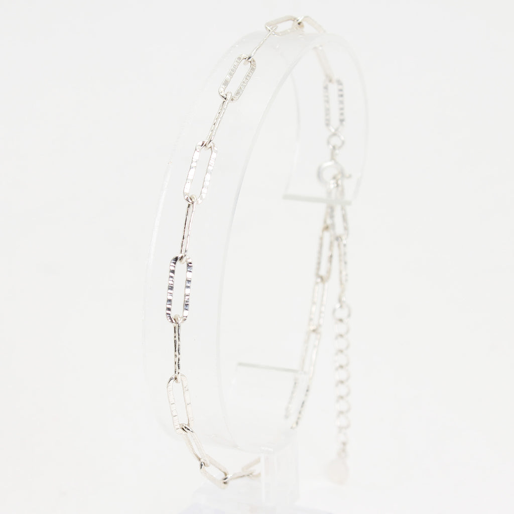 Lady's Sterling Silver Oblong Link Bracelet - 11 1/2"