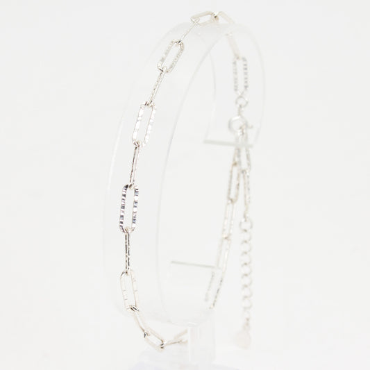 Lady's Sterling Silver Oblong Link Bracelet - 11 1/2"