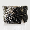 Lady's Sterling Silver Black & Clear Stone Leaf Inspired Ring - Size 6 1/2