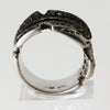 Lady's Sterling Silver Black & Clear Stone Leaf Inspired Ring - Size 6 1/2