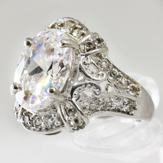Lady's Sterling Silver Vintage- Style Statement Ring - Size 7