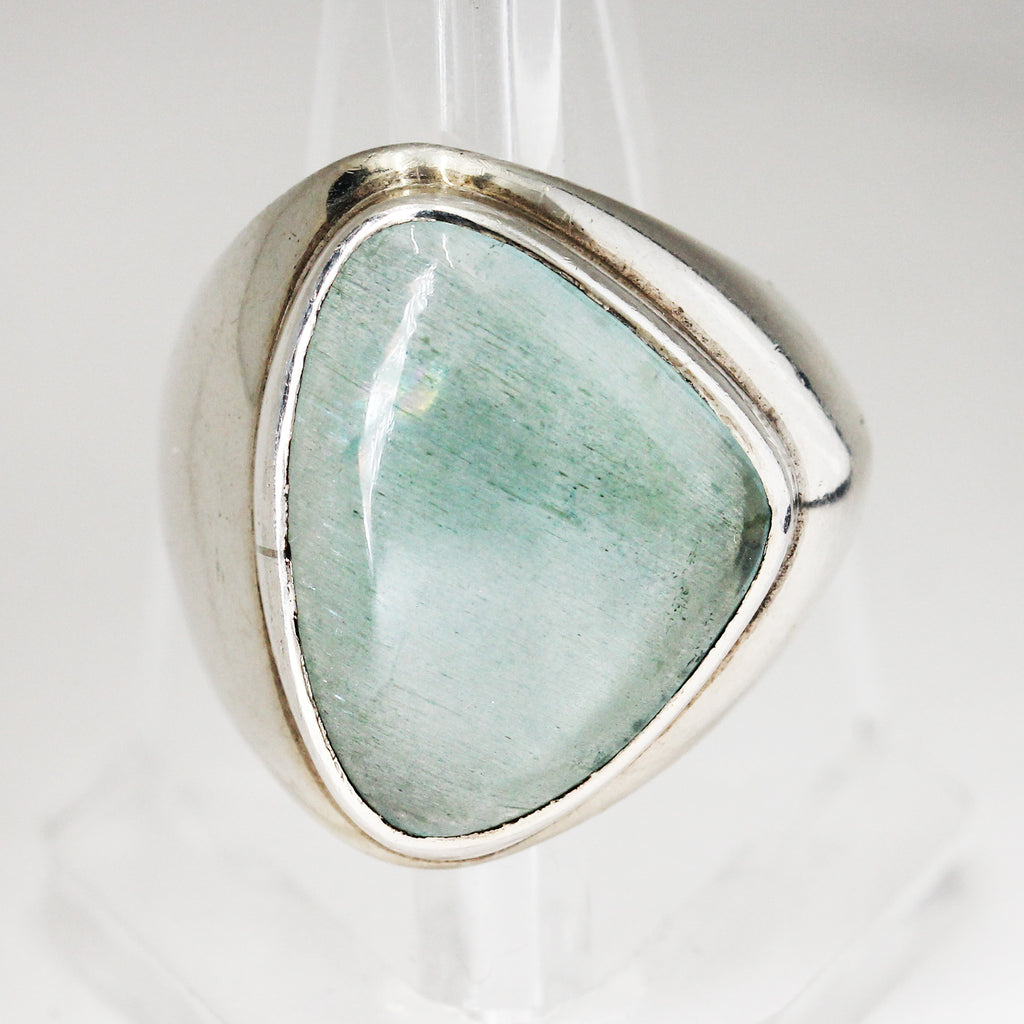 Sterling Silver Quartz Statement Ring - Size 8 1/2