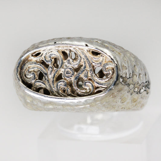 Sterling Silver Openwork Signet Ring - Size 9