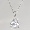 Sterling Silver Clear Stone Pendant Adjustable Necklace - 20"
