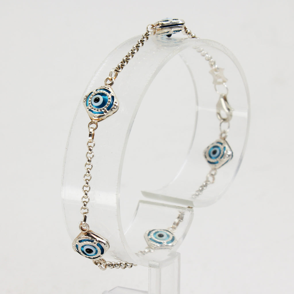 Sterling Silver 'Evil Eye' Bracelet - 7"