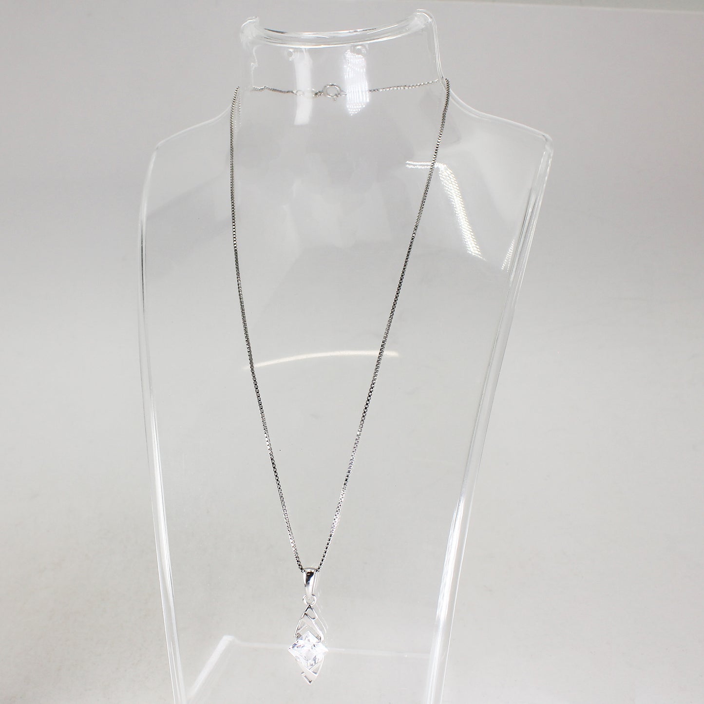 Sterling Silver Geometric Box  Link Necklace - 16"