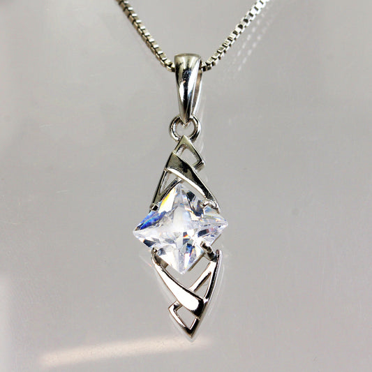 Sterling Silver Geometric Box  Link Necklace - 16"