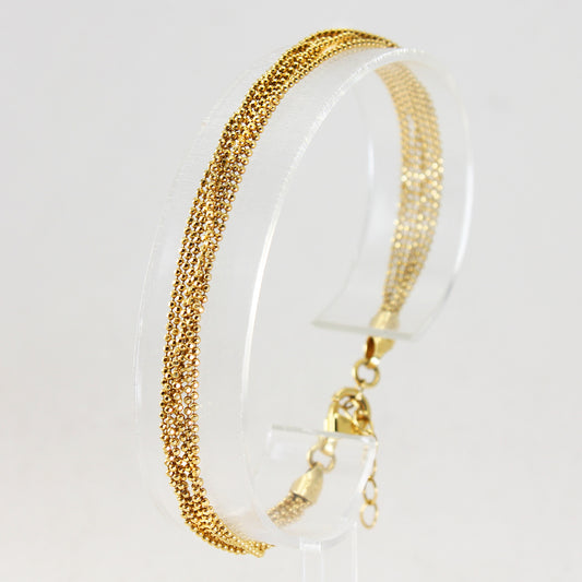 Sterling Silver Gold Tone Moon Cut Bead Bracelet - 7 1/2"