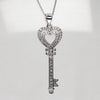 Sterling Silver Clear Stone Key Necklace - 18"